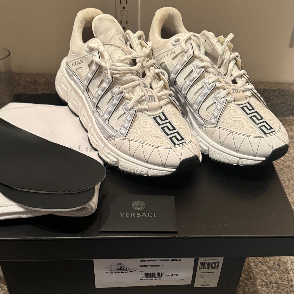 Versace Trigreca White and Silver Sneakers EU41/US8